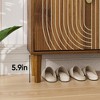 VYNXARIA line groove design Shoe Storage Cabinet w/ 2 Flip Drawers,Free standing Shoe Cabinet w/ Metal Handles for Entryway,Shoe Rack Cabinet ,Brown - 4 of 4