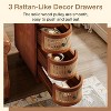 GDFStudio Elydris 10.63" Farmhouse Rattan 3-Drawer Nightstand - 4 of 4
