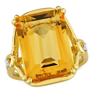 EVERLY JEWELRY | Yellow Silver 10 3/4 ct TGW Octagon-Cut Citrine and White Topaz Solitaire Ring - 1 of 4