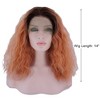 Unique Bargains Women's Halloween Medium Long Fluffy Curly Wavy Lace Front Wigs with Wig Cap 14" Pink 1PC - image 2 of 4