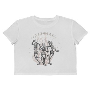 Social Collective Women Skeletons Short Sleeve Graphic Cotton Cropped Loose T-shirt - 1 of 4