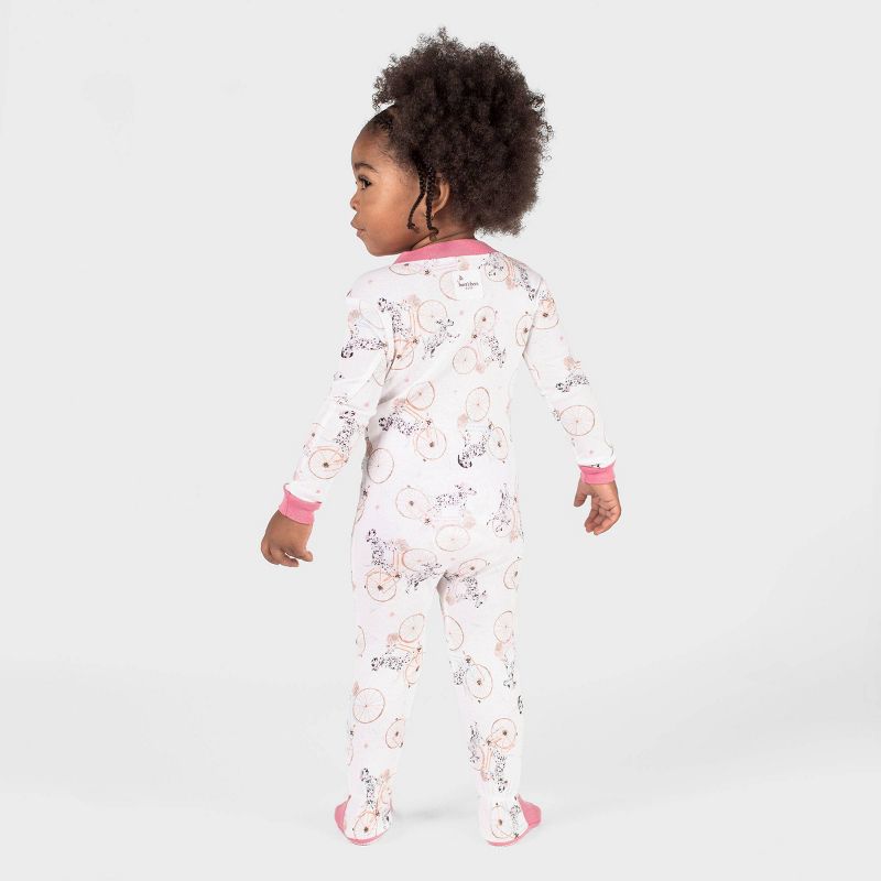 Burt&#39;s Bees Baby&#174; Baby Girls&#39; Cycling Dalmatians Snug Fit Footed Pajama - White/Pink, 5 of 6