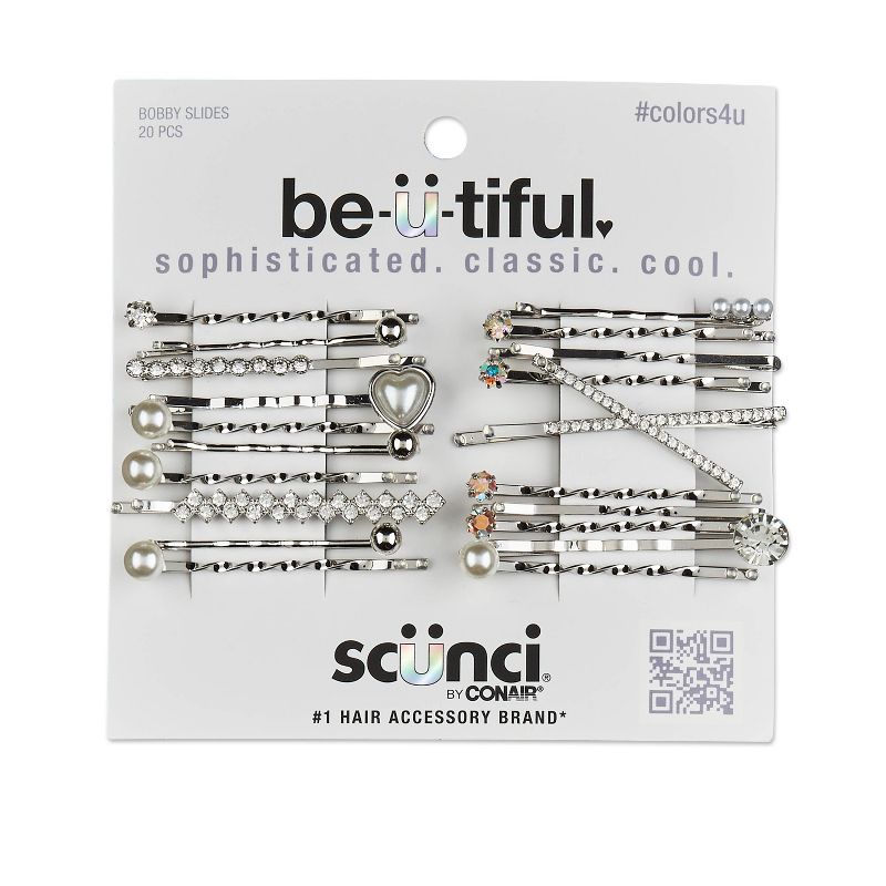 sc&#252;nci be-&#252;-tiful Gems and Pearls Embellished Bobby Pins - Metal - 20pcs, 1 of 8