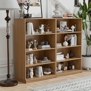 PexFix 49"x62"x16" Wood Bookshelf with Adjustable Shelves in Natural Color - 1 of 2