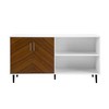58" MDF Faux Bookmatch-Door Modern Asymmetrical TV Stand with Metal Legs, Open Storage, and Cabinet Handles for Living Room and Bedroom - 3 of 4