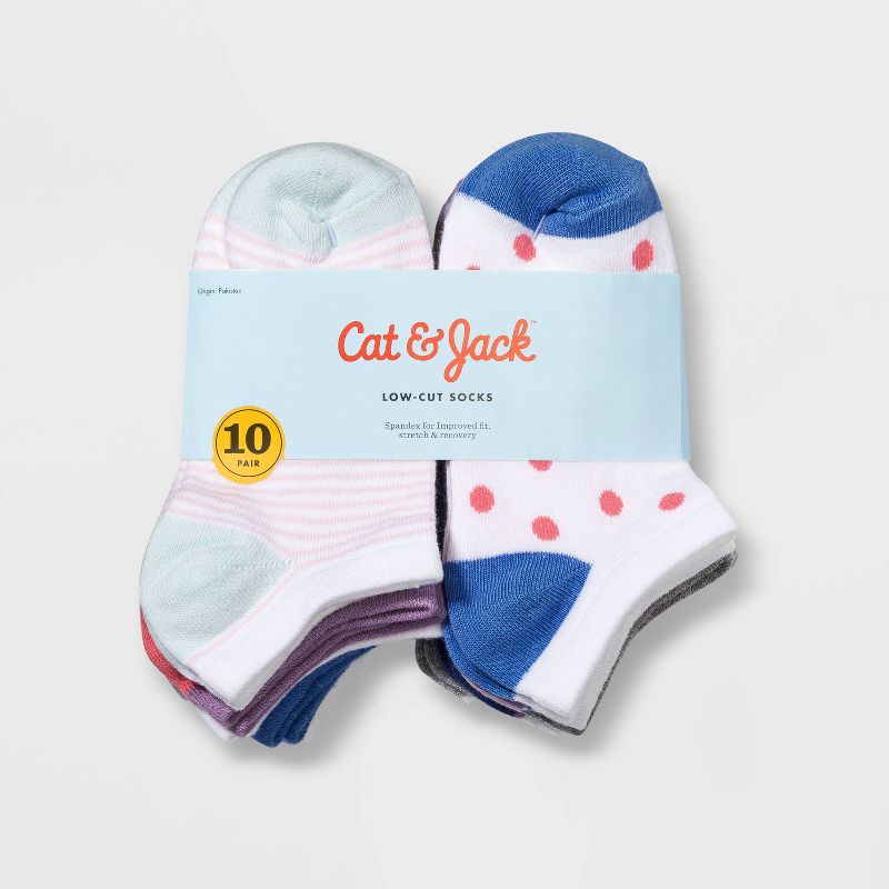 Girls' 10pk Lightweight Low Cut Socks - Cat & Jack™, 2 of 3