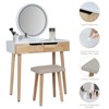 ELECWISH 31.5" Makeup Vanity Desk with LED Mirror, Stool & Acrylic Organizer - Adjustable Lighting, 2 Drawers, Soft-Padded Seat - 4 of 4