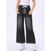 INSPIRE CHIC Women's Drawstring Elastic Waist Wide Legs Jeans Casual Denim Pants - 4 of 4