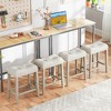 Tangkula 24" Bar Stools Set of 4 w/ Footrest Rubber Wood Frame for Kitchen Island - 4 of 4