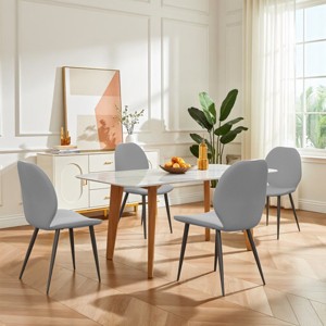 Set of 4 Upholstered Dining Chairs with Metal Legs, Modern Leather Kitchen Chairs for Dining Room, Restaurant, or Living Room-Panipeachy - 1 of 4