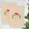 Linum Home Textiles Christmas MISTLETOE MONOGRAM - Embroidered Luxury 100% Turkish Cotton Hand Towels (Set of 2) - 2 of 3