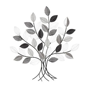 43"x39" Metal Tree Wall Decor with Various Patterned Leaves Black - Olivia & May: Iron Artwork, Nature Theme - 1 of 4
