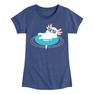Girls' - Instant Message - Axolotl Pool Floatie Fitted Short Sleeve Graphic T-Shirt - 1 of 4