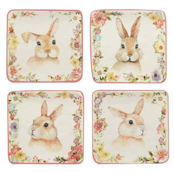 Set of 4 Easter Garden Assorted Canape Dining Plates - Certified International