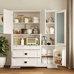 GDFStudio Michelson 63.3" Farmhouse Tall Freestanding Buffet with Drawers and Adjustable Shelves - 1 of 4