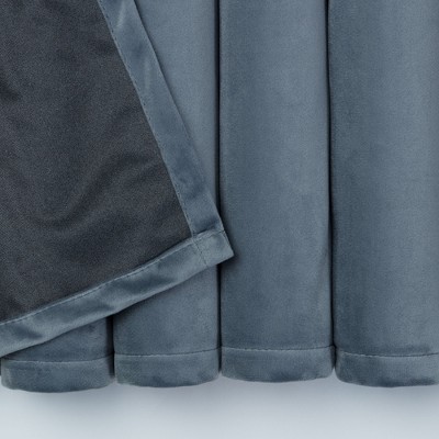 Slate Blue Velvet Blackout Window Curtain Panels, 52" x 96"