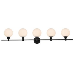 Elegant Lighting Cordelia 5 light Black and frosted white Bath Sconce - 1 of 4