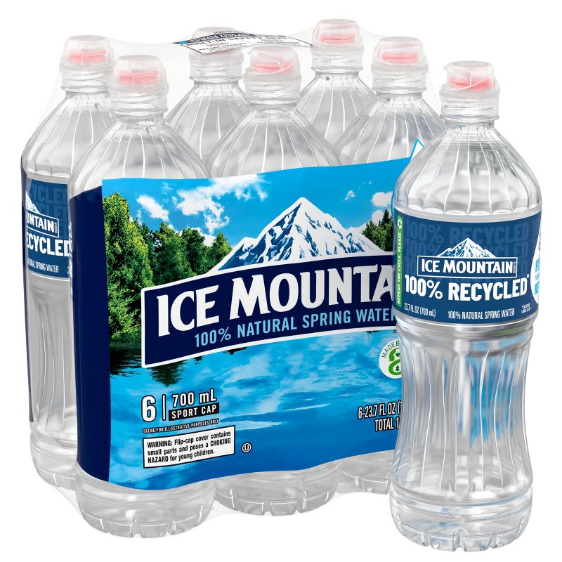 Ice Mountain Brand 100% Natural Spring Water - 6pk/23.7 fl oz Sport Cap Bottles, 1 of 12
