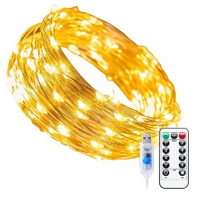 Itopfox Twinkle Fairy Lights with Remote and Timer, 100 LED USB Plug in String Lights, Waterproof 8 Modes for Bedroom Indoor Wreath DIY Party Wedding - 1 of 4