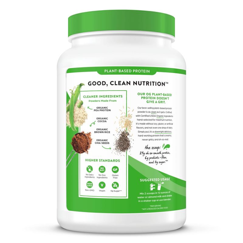 Orgain Organic Vegan Protein Plant Based Protein Powder - Creamy Chocolate Fudge - 2.03lb, 2 of 9