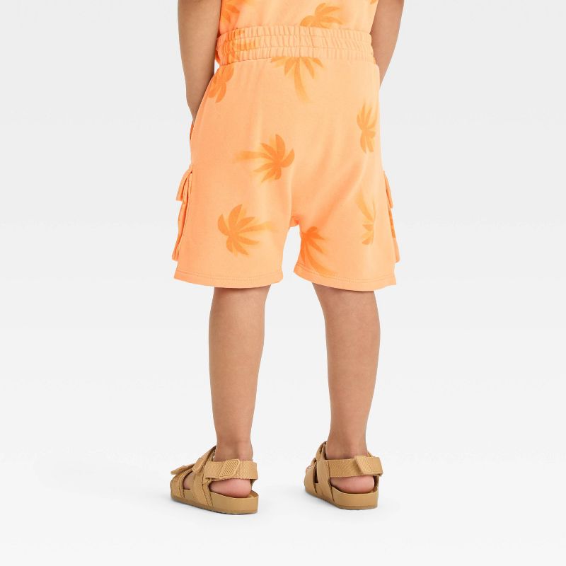Grayson Mini Toddler Boys' Palm Tree Pull-On Cargo Shorts - Orange, 2 of 4