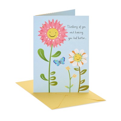 Thinking of You Card Feel Better: Carlton Cards, Floral Botanical Design, Vertical Fold, Multicolored, 6.75" x 4.625"