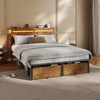 Full Size Bed Frame with Wood Headboard Metal Platform Bed with 2 Storage Drawers Shelf Built in Charging Station LED Lights No Box Spring Needed - 2 of 4