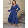 Plus Size Ruffle Maxi Dress for Women V Neck Long Sleeve Dress Casual Modest Fall Dresses Dark Blue 5XL - 4 of 4