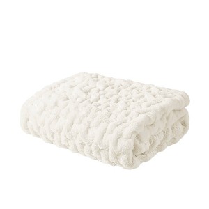 Gracie Mills Ashlee Modern Solid Ruched Fur Throw Blanket - 1 of 4