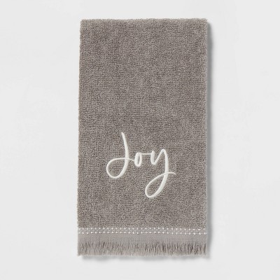 Image of 'Joy' Christmas Hand Towel Gray - Threshold™