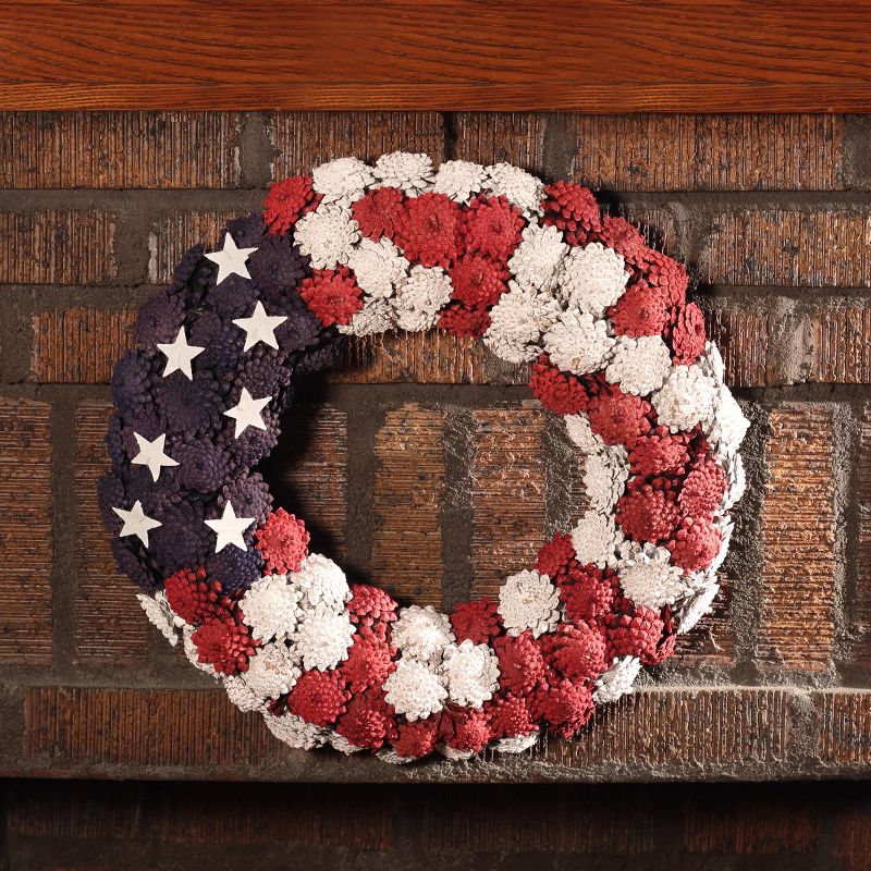 18" American Flag Themed Pinecone Wreath - National Tree Company, 2 of 4