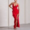 BLUEMING Womens V Neck Backless Bodycon Tank Dress Spaghetti Strap Elegant Ruffle Maxi Cocktail Party Dress - 3 of 4