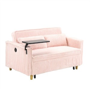 XINGHANZHENXUAN Beige Sofa with Movable Tabletops and Convertible Design, Comfortable Sofa Bed for Living Room or Bedroom - 1 of 4