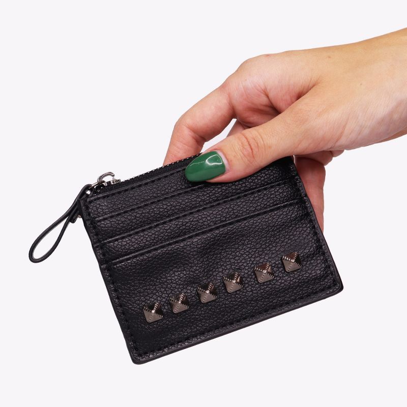 MERSI Tess Studded Card Holder Zipped Wallet - Black, 3 of 4
