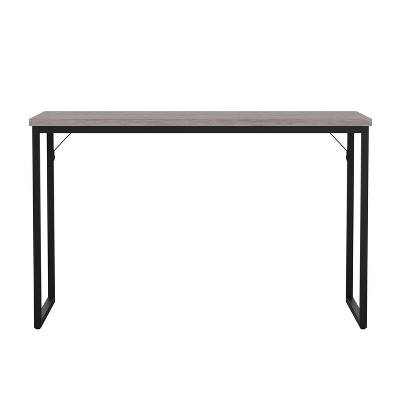 Gray Wood Grain Parsons Desk with Oil Rubbed Bronze Frame