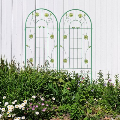 Maggift Patio Decorative Screens, Iron Arch Decoration Garden Trellis, for Outdoor for Climbing Plants Support, Flowerbed, Green, 40"*19.7"*71"