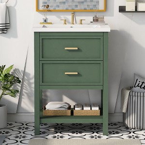 TiramisuBest 24'' Bathroom Vanity with Top Sink, Modern Bathroom Storage Cabinet with 2 Drawers, Single Sink Bathroom Vanity - 1 of 4