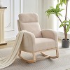 Glider Chairs,Modern Rocking Chair,Rocking Glider Chair for Nursery,Wingback Accent Rocker Chair Upholstered Tall Back Arm Chair w/Side Pockets - 2 of 4