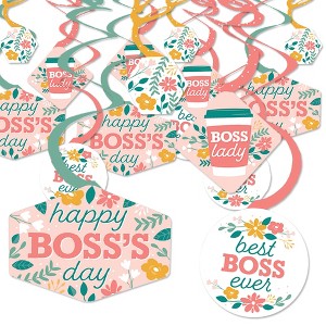 Big Dot of Happiness Female Best Boss Ever - Women Boss's Day Hanging Decor - Party Decoration Swirls - Set of 40 - 1 of 4