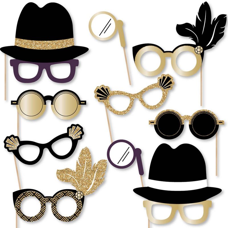 Big Dot of Happiness Roaring 20's Glasses - Paper Card Stock 1920s Party Photo Booth Props Kit - 10 Count, 1 of 6