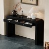 Rustic Entryway Console Table with Drawers, Wood Grain Finish Hallway Table with Fluted Drawer Front, Curved Corners - Panipeachy - 3 of 4