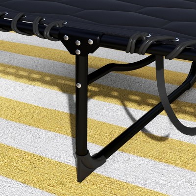 Black Padded Folding Armless Chaise Lounge with Cushions