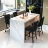 VYNXARIA Contemporary Velvet Upholstered Barstools with Button Tufted Decoration and Wooden LegsSet of 2 (Black) - 2 of 4