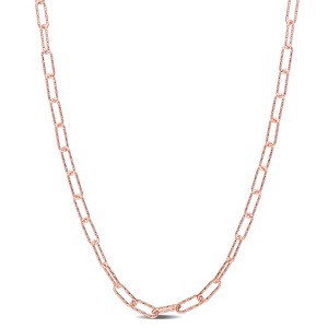 EVERLY JEWELRY | Rose Plated Sterling Silver Fancy Paperclip Chain Necklace - 16 in - 1 of 4