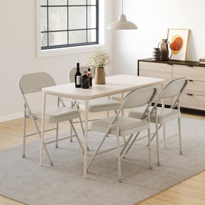 Folding Chairs Set of 2/4, PU Upholstered Foldable Chairs with Metal Frame Hold Up to 350 Pounds