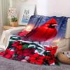 Lomsoe Vintage Christmas Bird and Holly Print Flannel Blanket - All Seasons Soft and Warm Throw Blanket for Bed, Napping, Camping, Travel, Office - 3 of 4