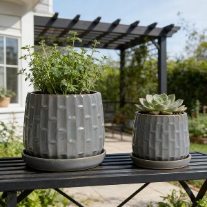 Handmade Glazed Ceramic Planter Set of 2, 6 & 8 Inch Diameter