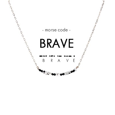 ETHIC GOODS Women's Dainty Stone Morse Code Necklace [BRAVE]