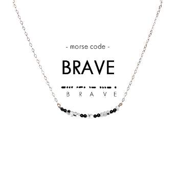ETHIC GOODS Women's Dainty Stone Morse Code Necklace [BRAVE]