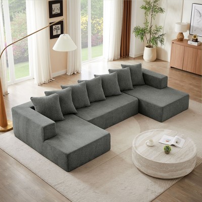 NicBex Modern 128" Chenille Sectional Sofa Modular U Shape Sofa Couch with Pillows for Living Room Apartment